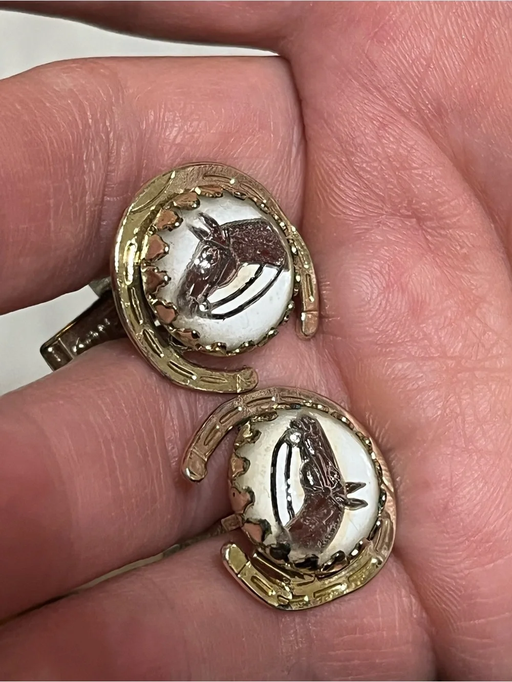 Vintage Glass Horse Cuff Links